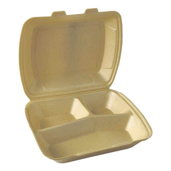 Papstar Einweg-Menüboxen mit Klappdeckeln 3-geteilt, goldfarben, 100 Stück gold, 20.8x7.5x24.3 cm Image