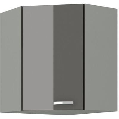 Eckhängeschrank 60x60 Hochglanz Grau Küchenzeile Küchenblock Küche Grey Bianca Image