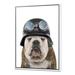 East Urban Home 'Dog w/ Biker Helmet' - Graphic Art Print on Canvas Metal in Black/Brown/Gray | 40 H x 30 W x 1.5 D in | Wayfair