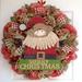 The Holiday Aisle® Country Santa Merry Christmas 24" Acrylic Wreath Burlap/Deco Mesh in Brown/Green/Red | 24 H x 24 W x 6 D in | Wayfair