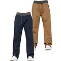 New Boys Kids Multipack Stretch Chino Designer Branded Pull-On Elasticated Waist Jogger Jeans Pants Navy/Sand 15-16 Years