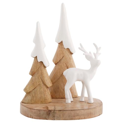 Tierfigur Elch an Bäumen mit Schneedach beige Tierfiguren Figuren Skulpturen Wohnaccessoires