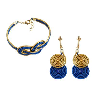 Infinitely Royal,'Golden Grass and 18k Gold Plated Brass Jewelry Set'