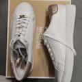 Michael Kors Shoes | New Michael Kors White Leather Sneakers With Gold Glitter | Color: Gold/White | Size: Various