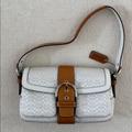 Coach Bags | Coach Signature Shoulder Bag White | Color: Brown/Silver | Size: 9 X 6 X 3.5 Inches