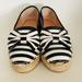 Kate Spade Shoes | Kate Spade Leather Striped Espadrille Flats | Color: Black/White | Size: 7.5