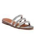 Coach Shoes | Coach Isa Stud Metallic Leather Slide Sandal Nwt | Color: Silver | Size: 8
