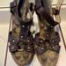 Coach Shoes | Coach Brown Leather Wood Wedge Sandals Size 8.5 | Color: Brown/Gold | Size: 8.5