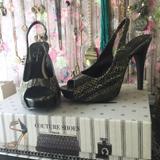 Jessica Simpson Shoes | Jessica Simpson Slingback Snakeskin Heels | Color: Black/White | Size: 7.5