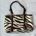 Michael Kors Bags | Michael Kors Zebra Print Canvas Tote Bag | Color: Brown/Cream | Size: Os