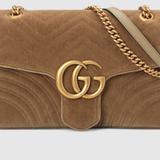 Gucci Bags | Gucci Tan Velvet Medium Marmont | Color: Tan | Size: Os