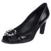 Gucci Shoes | Gucci Black Patent Leather Peep Toe Block Heels Pumps Size 38.5 | Color: Black/Silver | Size: 8.5