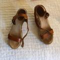 J. Crew Shoes | J.Crew Stacked Wood Wedge Sandals | Color: Tan | Size: 9