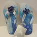 Disney Shoes | Disney Frozen Elsa Flip Flops Princess Slippers | Color: Blue/Silver | Size: Size 2/3 Girls Can Fit Ladies 6