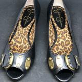 Jessica Simpson Shoes | Like New Jessica Simpson Woman’s Open Toe Shoes | Color: Black/Gold | Size: 8