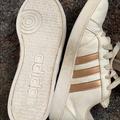 Adidas Shoes | Little Girl Adidas Worn Once Little Girls Sz3 | Color: Gold/White | Size: Little Girls Sz 3