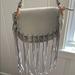 Free People Bags | Free People Leather Fringe Grey Crossbody Bag | Color: Gray/Silver | Size: Os