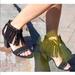 Anthropologie Shoes | Nib Black Leather Fringe Boho Block Heel Sandal | Color: Black | Size: Various