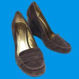 Coach Shoes | Coach Brown Suede Wood Wedge Heel Size 8.5 B | Color: Brown | Size: 8.5