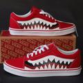 Vans Shoes | Custom Bape Vans.Custom Painted Vans.Red Bape Vans | Color: Red | Size: All Sizes Available