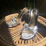 Kate Spade Shoes | Kate Spade Silver Leather Heels | Color: Silver | Size: 10