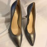 Nine West Shoes | Leather Silver High Heels Size 8m | Color: Gray/Silver | Size: 8