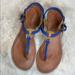 Coach Shoes | Coach Clarkson Mat Calf/Veg Leather Sandal(Marine) | Color: Blue/Tan | Size: 7