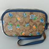 Coach Bags | Coach Printed Floral Signature Crossbody Pouch | Color: Blue/Tan | Size: Small