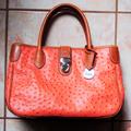 Dooney & Bourke Bags | Dooney & Bourke Persimmon Ostrich Leather Convertible Crossbody Bag | Color: Orange/Tan | Size: 9.5"X7.25"X5"