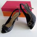 Kate Spade Shoes | Kate Spade Buckle Tweed Slingback Shoes 7 B Italy | Color: Black/White | Size: 7