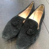 J. Crew Shoes | Jcrew Black Suede Flat Loafer Sz 9 | Color: Black/Cream | Size: 9