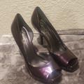 Jessica Simpson Shoes | Jessica Simpson Eggplant Open Toe Platform Pumps | Color: Purple | Size: 9.5