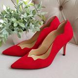 Jessica Simpson Shoes | Jessica Simpson Red Velvet Heels 8.5 | Color: Red | Size: 8.5