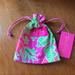 Lilly Pulitzer Bags | Lilly Pulitzer Drawstring Bag | Color: Green/Pink | Size: 5.5”X7”