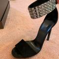 Gucci Shoes | Gucci Rhinestone Black Sandal Heels Kid Scamosciato/Cristallo Size 39.5 | Color: Black | Size: 9.5