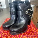 Tory Burch Shoes | Black Leather Gorgeous Boots! | Color: Black/Gold | Size: 8