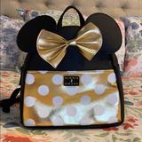 Disney Bags | Gold Polkadot Disney Mini Backpack | Color: Black/Gold | Size: Os