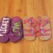 Disney Shoes | Girls Purple Disney Flip Flops And Pink Peace Side | Color: Pink/Purple | Size: 3bb