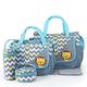 5PCS Diaper Bag Set - Baby Tote Bags for Mom, Bottle Food Bag Holder Set, Crossbody Bags (Light Blue and Grey)