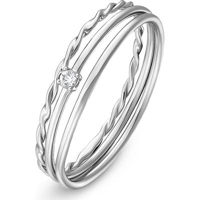 CHRIST - Ring 925er Silber rhodiniert Ringe 1 ct Damen