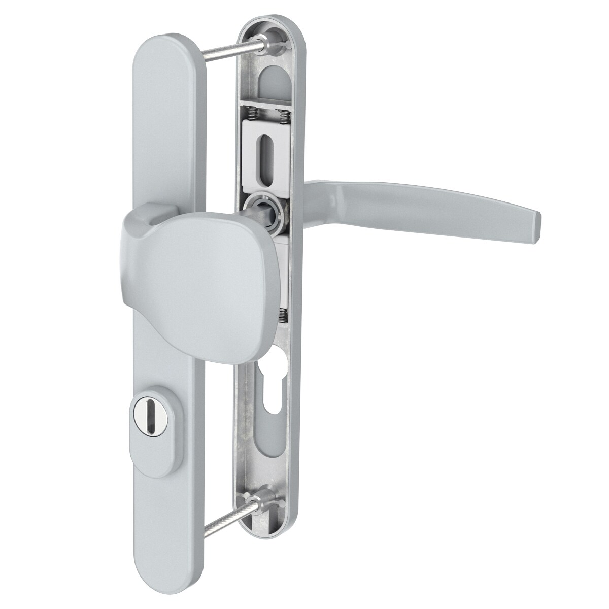 MS Beschläge PZ Schmalrahmengarnitur 92mm Silber Kernziehschutz Knopf/Drücker TS 71-86mm Image