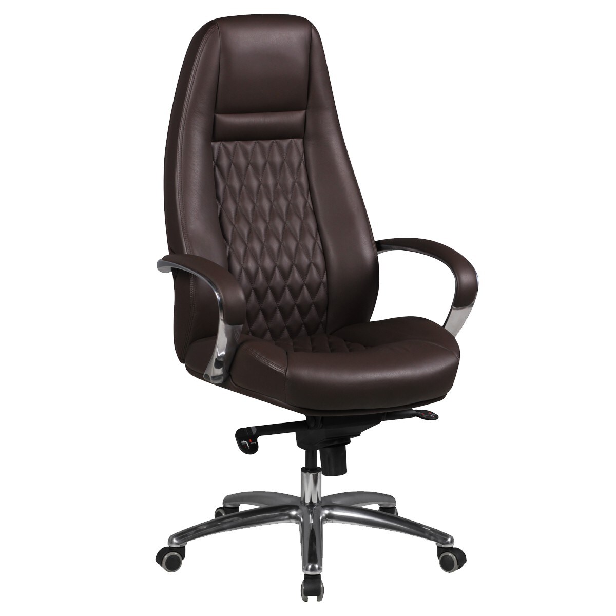 FineBuy Bürostuhl Echtleder Braun Schreibtischstuhl ergonomisch Chefsessel Drehstuhl Image