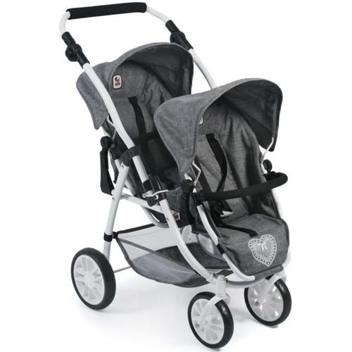 Tandem-Buggy Puppenzwillingswagen VARIO grau