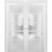 French Doors - SARTODOORS Quadro Frosted Glass French Doors w/ Installation Hardware Kit 96.0 H x 60.0 W in brown/greenWood in White | Wayfair