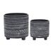 Union Rustic 2-Piece Set of Planters - 6" & 8" - Tribal Design in Black - Aztec Footed Plant Stand Set for Indoor or Outdoor Plants | Wayfair