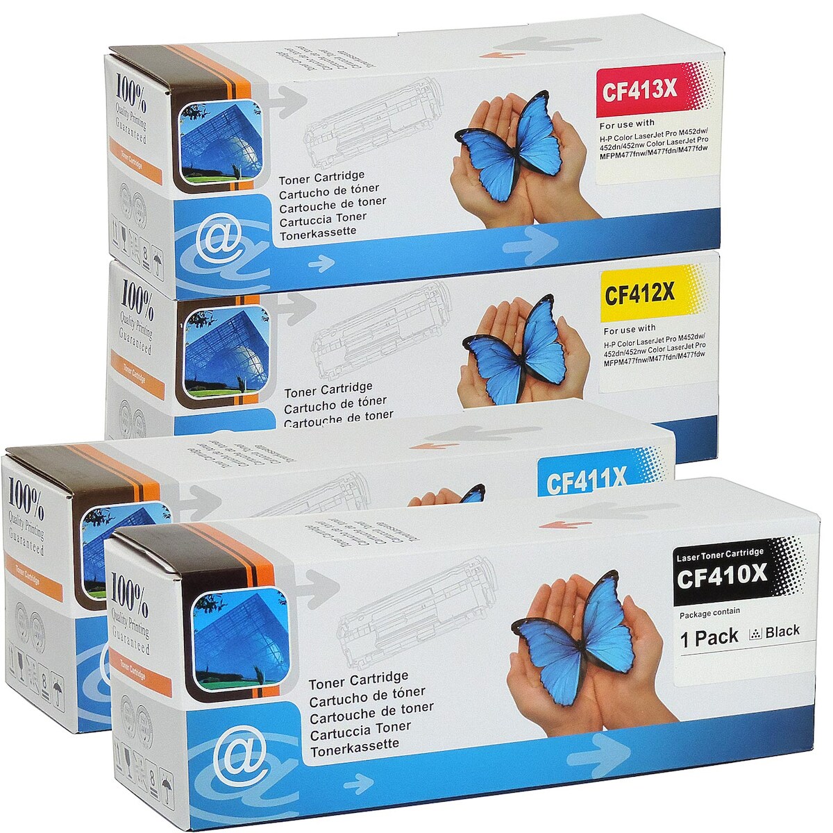 Kompatibel HP 410A/410X CF410X, CF411X, CF413X, CF412X Sparset 4 Toner alle Farben von D&C Image