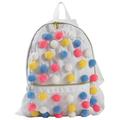 Palm Beach Crew Seersucker Backpack or Mini Seaside Sweets Collection, White Bright Poms