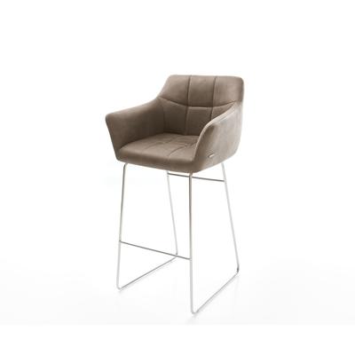 DELIFE Barstuhl Yulo-Flex Vintage Taupe Kufengestell Edelstahl, Barstühle Image