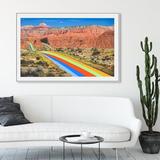Art Remedy Nature & Landscape Canyon Retro Road Desert Rocks - Graphic Art Print Canvas in White/Brown | 36 H x 54 W x 1.5 D in | Wayfair