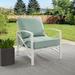 Wade Logan® Mosier Patio Chair w/ Cushions, Steel in Gray/White | 32 H x 29 W x 30.5 D in | Wayfair FD8D0DE8541342C6B255DA9B28D57572